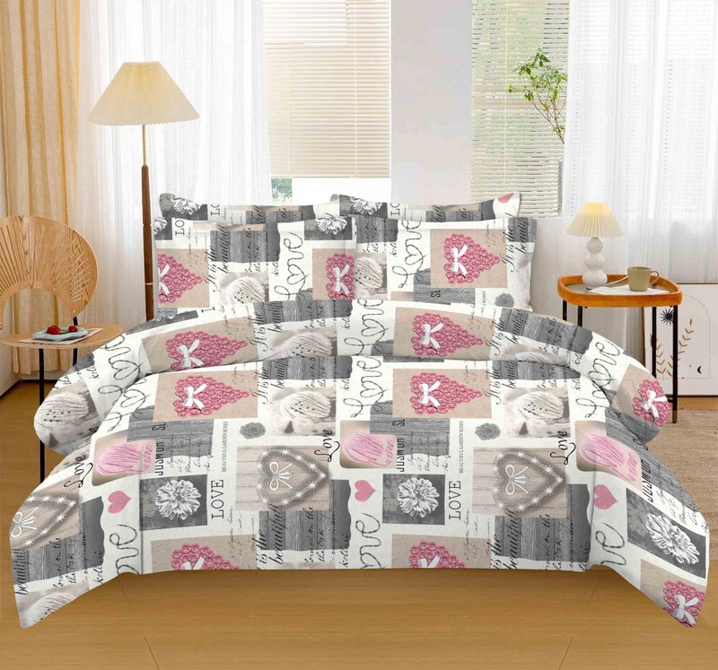 Amali  6 piece Polycotton Bed Sheet Queen Size (160x200+35) cm 1 Fitted Sheet, 1 Duvet Cover and 2 Standard & 2 Oxford Pillowcases Soft Breathable & Durable Fabric for Home Use - Image 1