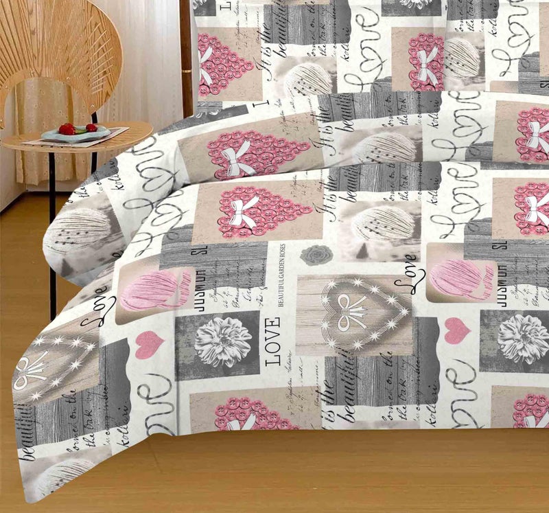 Amali  6 piece Polycotton Bed Sheet Queen Size (160x200+35) cm 1 Fitted Sheet, 1 Duvet Cover and 2 Standard & 2 Oxford Pillowcases Soft Breathable & Durable Fabric for Home Use - Image 2