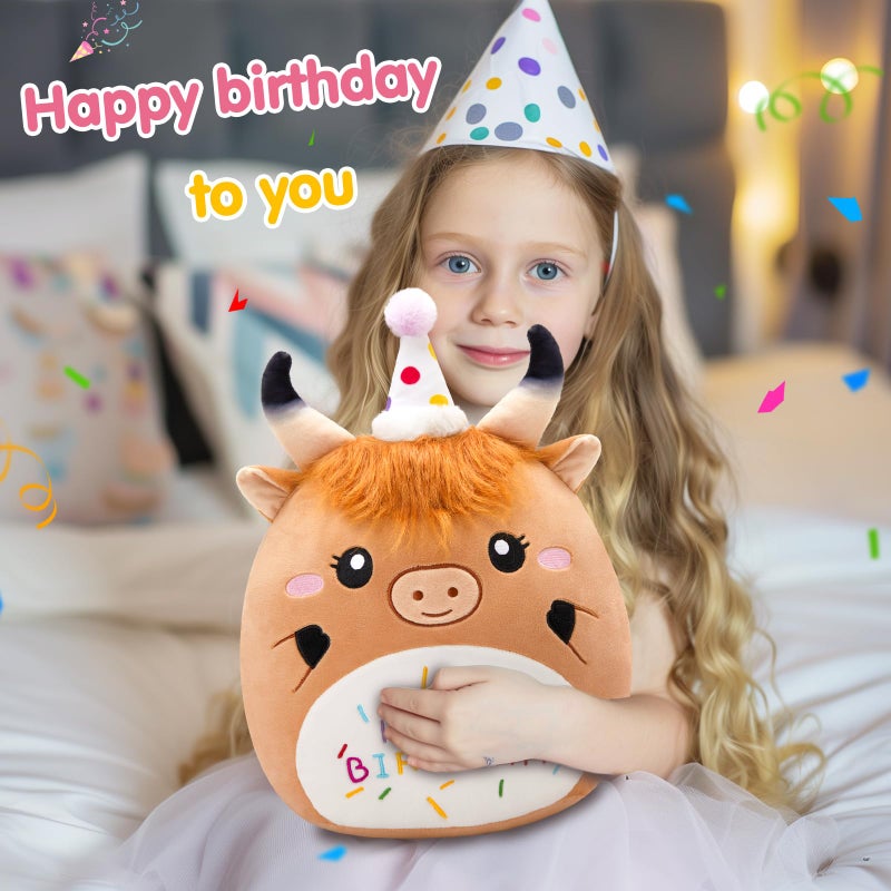 CozyWorld وسادة دمية بقرة هايلاند اسكتلندية سعيدة بعيد الميلاد 12 إنش من كوزي وورلد - Image 4