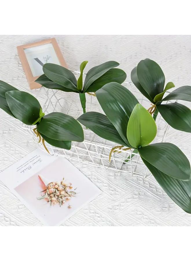 Simulation Phalaenopsis Orchid Plant Leaves 6 Sticks 9.06 Inch Potted Decor - Image 2