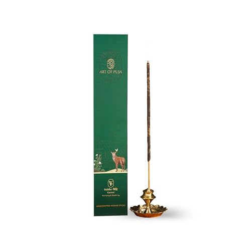 ART OF PUJA Kasturi (Musk) Handcrafted Incense– 30 Agarbatti Stick | 1 Hr Burning Time, 2+ Hr Retention| Rich Aroma, Low Smoke | Free Agarbatti Stand | Incense Sticks for Home - Image 1
