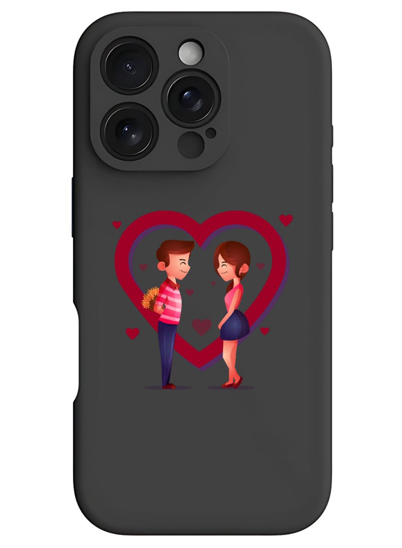 Theodor حافظة آيفون 16 برو ماكس سوداء واقية رفيعة من سائل السيليكون مع حماية كاملة للجسم حافظة مضادة للخدش ومضادة للصدمات لآيفون - عشاق - Image 1