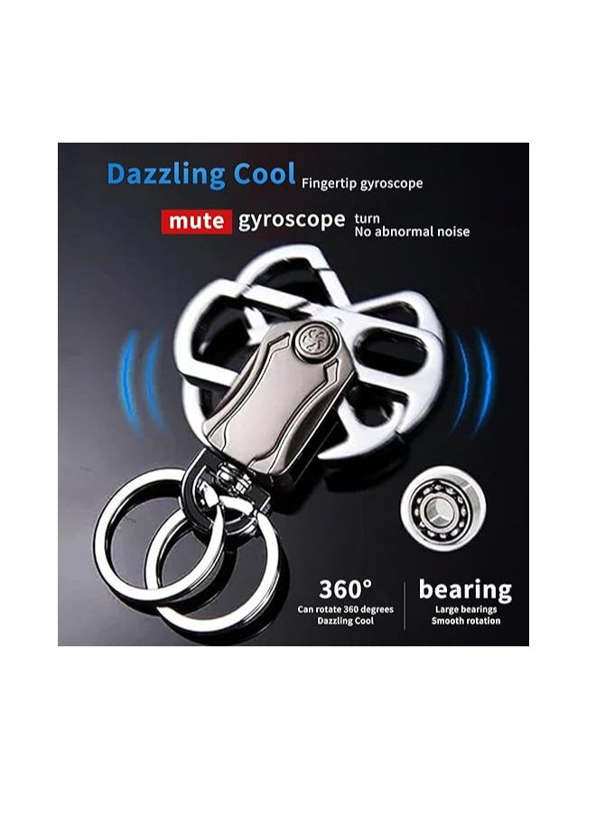 OUYoo - OUYoo TPU Case Key Fob Cover For Toyota C-HR Camry Corolla Fortuner Highlander Levin RAV4 LE Sequoia Sienna Tacoma Tundra Yaris Car Key Shells，Metal fidget spinner key chain,UAE flag key chain（Silver） - Image 1