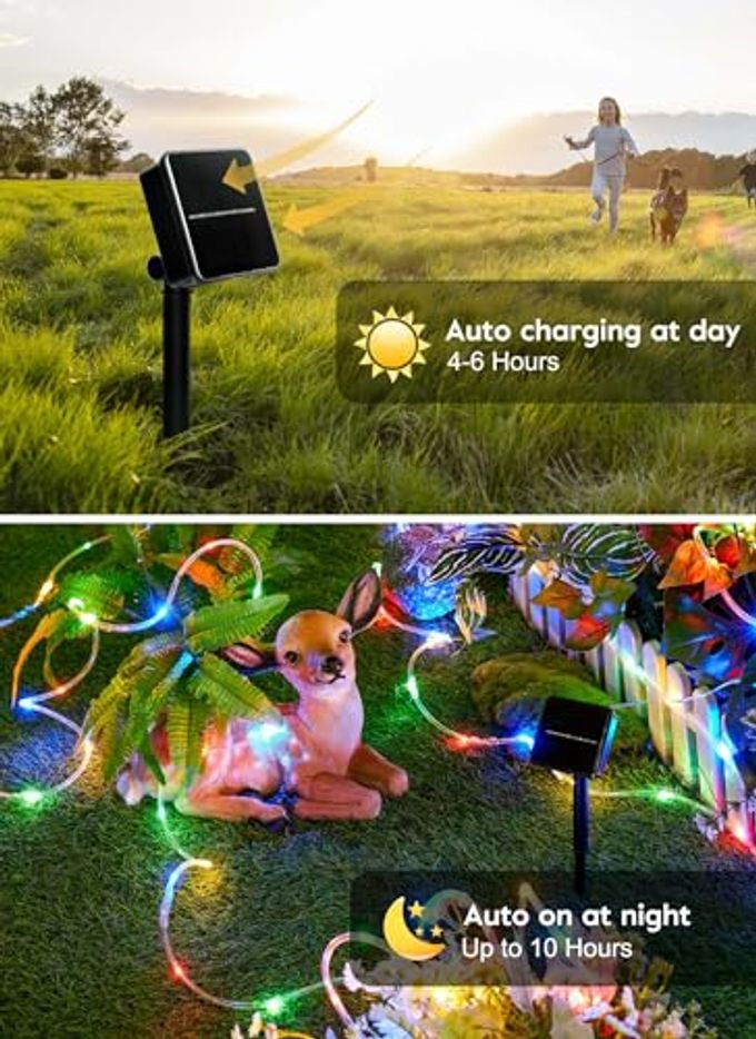 Brightown Solar Rope Lights, 39FT 100LED IP65 Waterproof Outdoor Solar String Lights with 8 Lighting Modes for Party, Garden, Yard, Home, Holiday, Tree Decoration, Multicolor - Image 3
