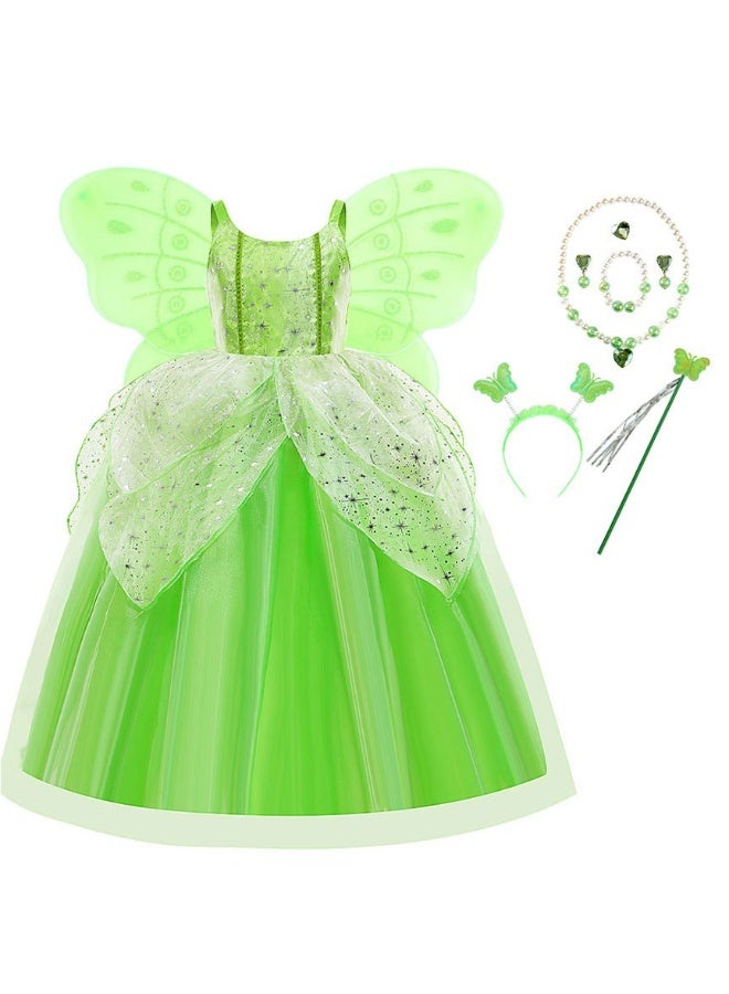 NIBEMINENT New Halloween Green elf dress, Princess Tianna and Tinker Bell children's performance costume - Image 1