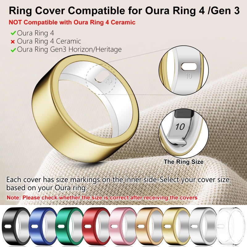 Snyeest 10 Pack Cover Compatible for Oura Ring 4/Gen 3 Heritage/Gen 3 Horizon,(NOT Compatible with Oura 4 Ceramic),Charging Directly,Rugged TPU Elastic Finger Protector for Workout Women Men-Size 10 - Image 2