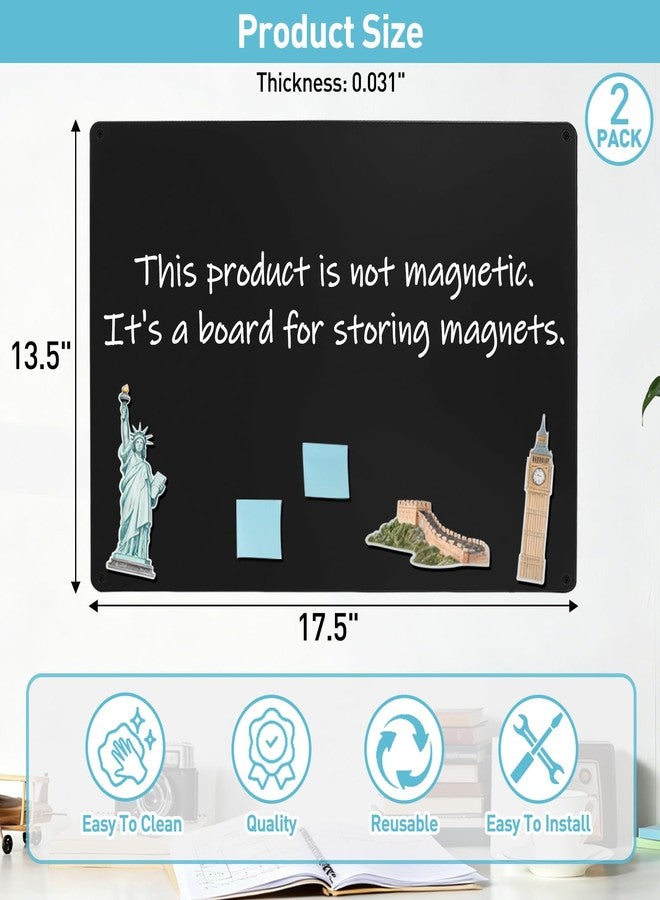 MAXECHO 2 Pack Black Magnetic Bulletin Board, 17.5"×13.5" Magnet Boards for Wall, Cabinet to Display Photos, Notes - Image 2