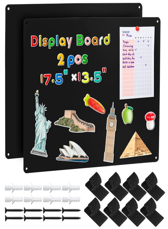 MAXECHO 2 Pack Black Magnetic Bulletin Board, 17.5"×13.5" Magnet Boards for Wall, Cabinet to Display Photos, Notes - Image 1