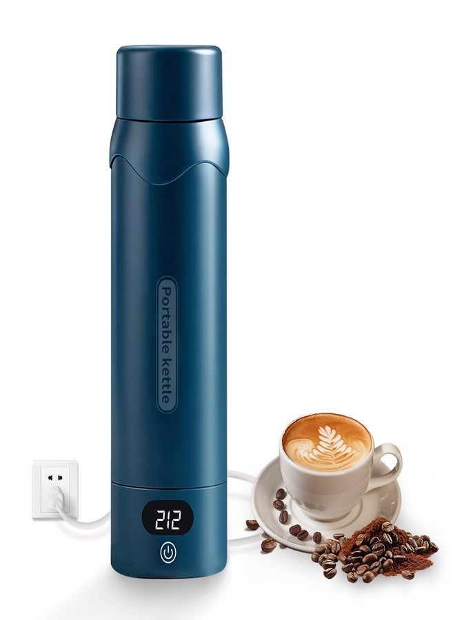 JEKABA Insulated Stainless Steel Electric Kettle Small, Smart Water Bottle with 4 temperature control, Leak-Proof, Mini Travel Essentials Portable Office Gifts for Tea Lovers, Dark Blue - Image 1