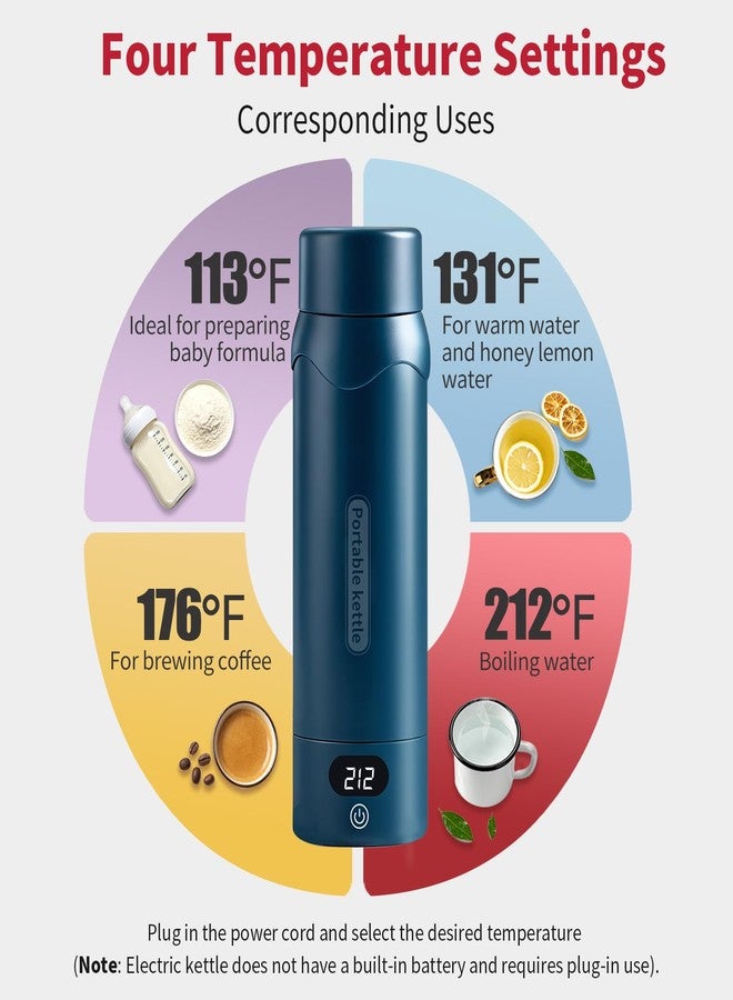 JEKABA Insulated Stainless Steel Electric Kettle Small, Smart Water Bottle with 4 temperature control, Leak-Proof, Mini Travel Essentials Portable Office Gifts for Tea Lovers, Dark Blue - Image 3