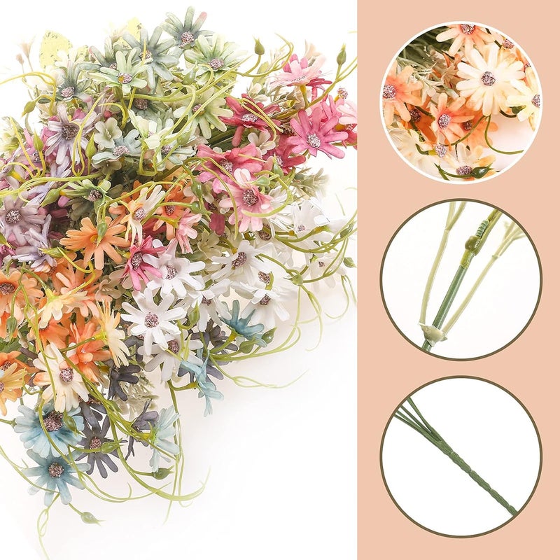 MAKINGTEC Artificial Flowers, Artificial Daisies Bouquet, Outdoor UV Protection Fake Wild Flowers Plastic Plant Arrangement Home Indoor Outdoor Garden Vase Decoration (6 PCS) - Image 3