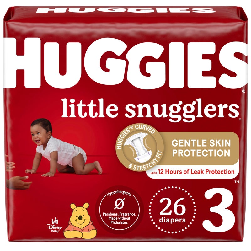 هجيز Huggies Size 3 Diapers, Little Snugglers Baby Diapers, Size 3 (16-28 lbs), 26 Count - Image 1