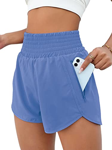 BMJL Women's Athletic Shorts High Waisted Running Short Pocket 2.5" Sporty Shorts Gym Elastic Workout Shorts(S,Blue54) - Image 1