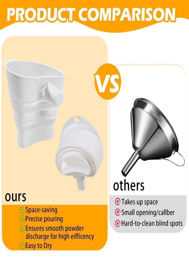 Daureve Flour Funnel for Kitchen Aid Mixer,Silicone Foldable， Mess Free Guided Pouring, Easy Clean Durable Accessory for Baking and Cooking Prep (White) - Image 4