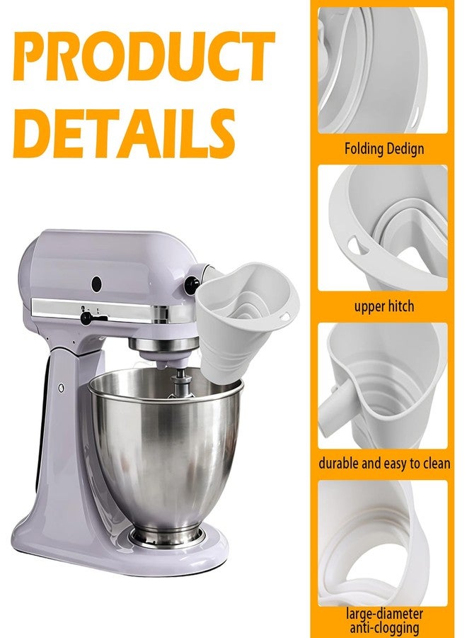 Daureve Flour Funnel for Kitchen Aid Mixer,Silicone Foldable， Mess Free Guided Pouring, Easy Clean Durable Accessory for Baking and Cooking Prep (White) - Image 3