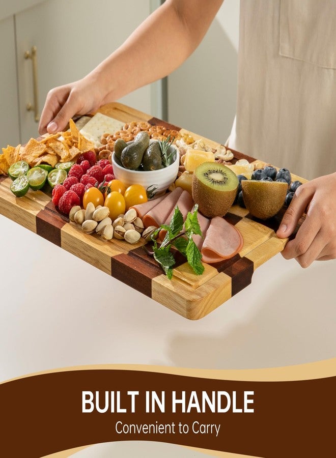 THETCHRY Cutting Boards for Kitchen, Checkered Cutting Board with Juice Grooves, End Grain Cutting Board for Meat and Vegetables, Large Butcher Block Serving Tray with Gift Box, 16.5" x 11.6" x 0.8" - Image 5