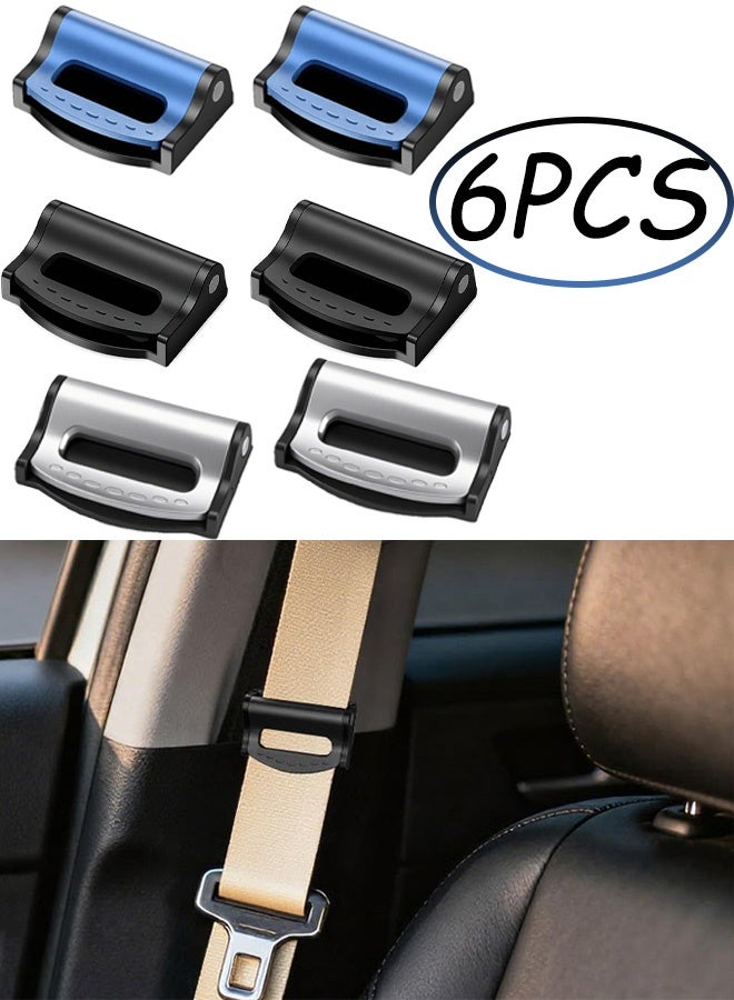6 Pcs Car Seat belt Adjuster Comfortable Vehicle Shoulder Neck Strap Locking Clips Automotive Seat Belts Stopper Universal for Adults Kids  SUV Sedan Truck Black, Blue,Grey - Image 1