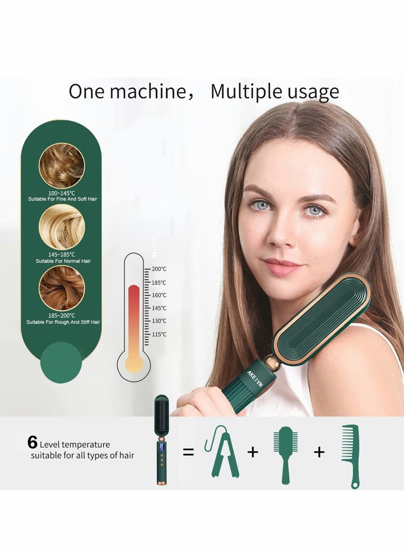 كاست ويف فرشاة فرد الشعر، مشط فرد الشعر السيراميكي سريع التسخين ومضاد للحروق مع شاشة رقمية - Image 2