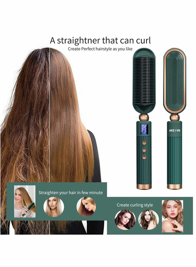 كاست ويف فرشاة فرد الشعر، مشط فرد الشعر السيراميكي سريع التسخين ومضاد للحروق مع شاشة رقمية - Image 4