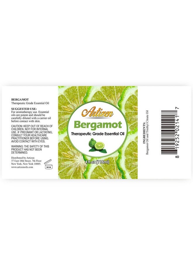 Artizen - 4Oz Oils Bergamot Essential Oil 4 Fluid Ounces Bergamot Oil Aromatherapy Oils Aromatherapy Essential Oils - Image 1