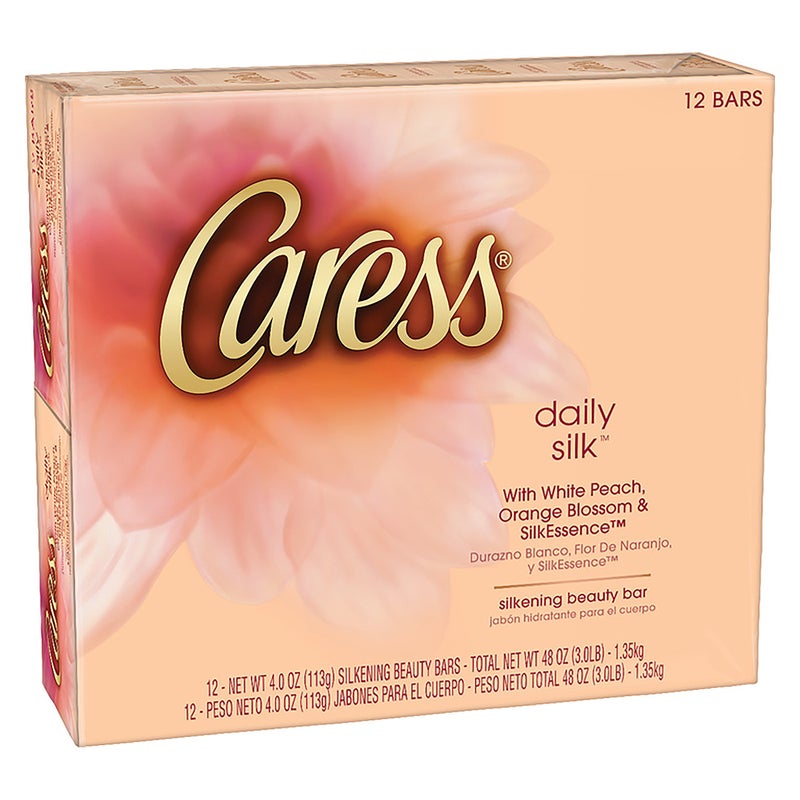 Caress Beauty Bar, Daily Silk 4 oz, 12 Bar, (Pack of 2) - Image 1