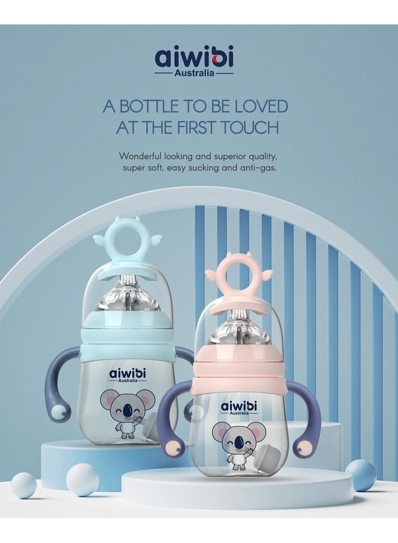 Aiwibi Baby Feeding Bottle Anti-Colic Breast-Like Nipple, BPA-Free, 240mL, 6M (Assorted) - Image 1