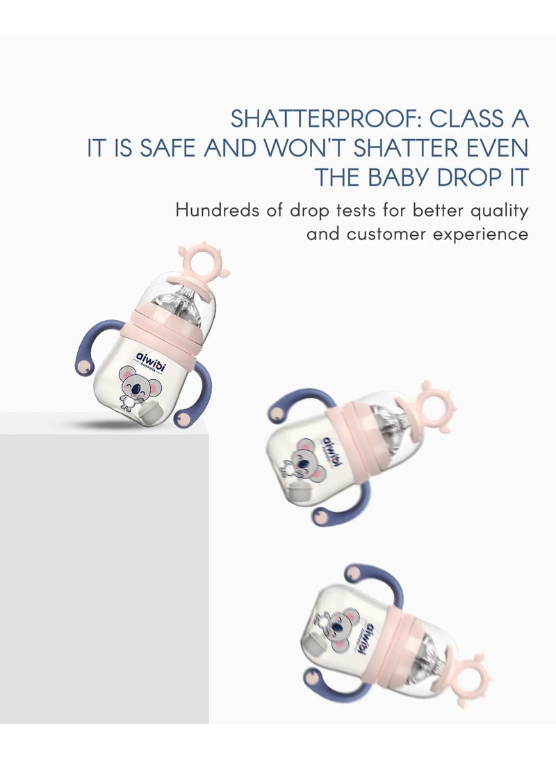 Aiwibi Baby Feeding Bottle Anti-Colic Breast-Like Nipple, BPA-Free, 240mL, 6M (Assorted) - Image 2