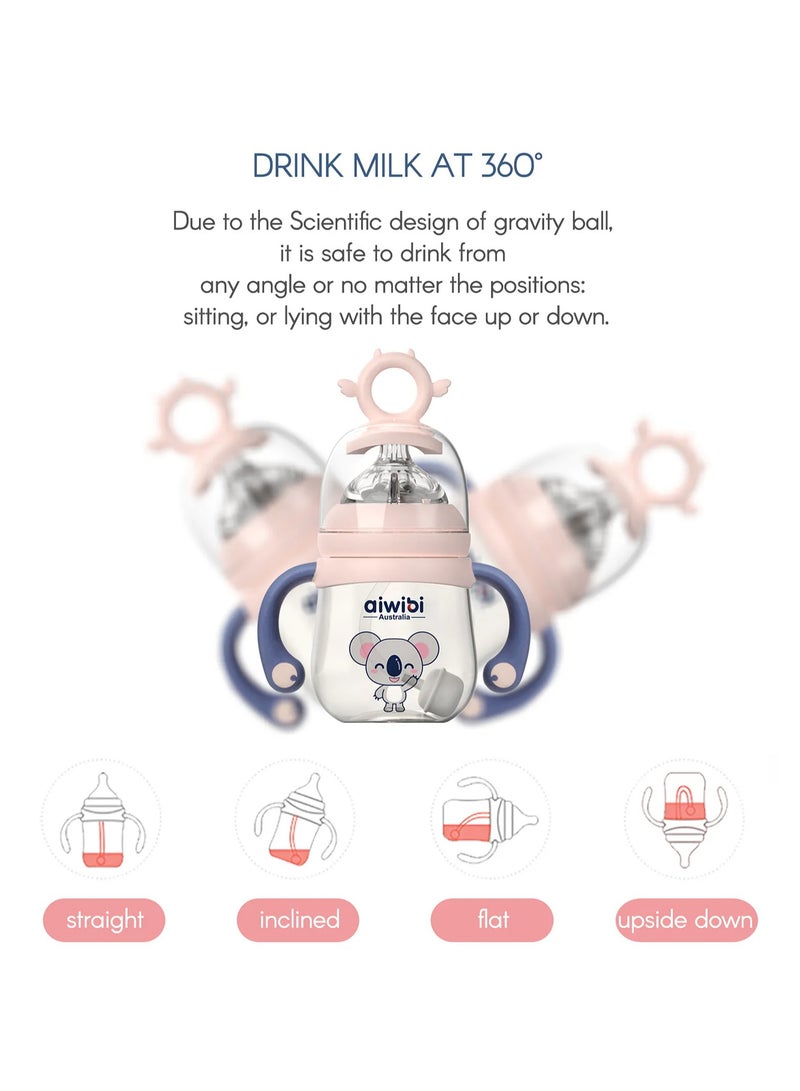 Aiwibi Baby Feeding Bottle Anti-Colic Breast-Like Nipple, BPA-Free, 240mL, 6M (Assorted) - Image 3