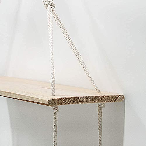 DS Enterprise |Real Pine Wood Floating Shelves, Hanging Swing Rope Shelves, Rustic Wall Decor Swing Shelf, Wall Shelves for Living Room/Home/Office Decor (2 Tier, 12 x 5 in) - Image 5