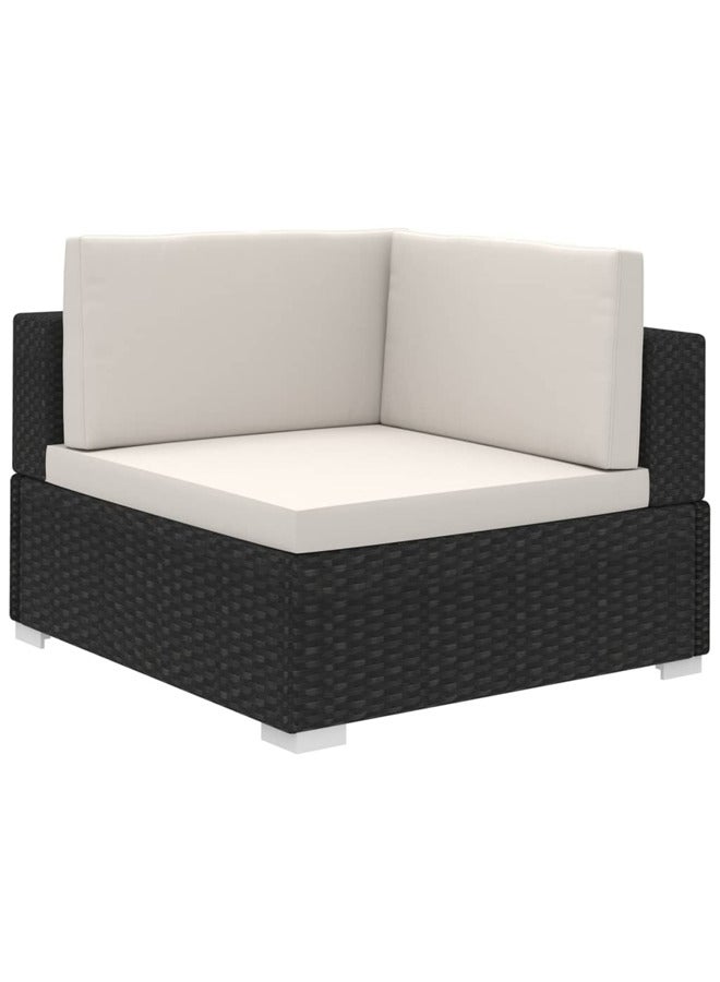 فيداكسل عدد 6 ق طقم كنب حديقة مع وسائد بولي روطان أسود 41257 - Image 3