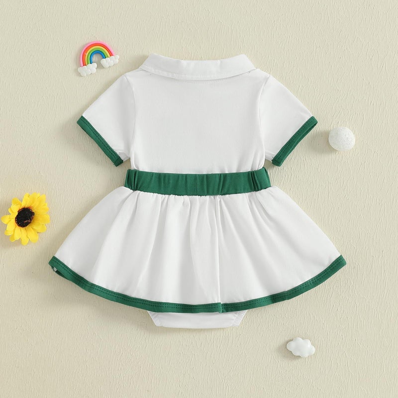 YINGISFITM Newborn Baby Girl Golf Outfit Golf Short Sleeve Romper Dress Infant Onesie A Line Dresses Summer Cute Clothes (White, 3-6 Months) - Image 5