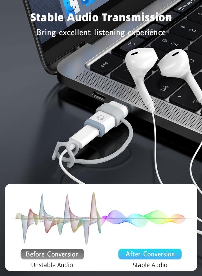 MoKo Lightning to USB C Adapter Audio Only for Apple Earpods with Line Control, Not for Charging/Data Transfer, Lightning to USB C Adapter for iPhone 16/15 Pro Max Plus, iPad, White - Image 4