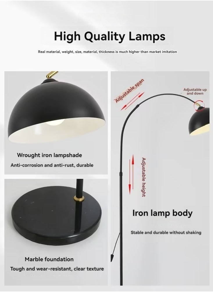 Najwa Floor Lamp, 3 Color Modes Floor Lamp, Nordic Marble LED Folding Rotary Arc Floor Lamp, Modern Standing Lamp for Office Work and Study(BLACK)  - Image 2