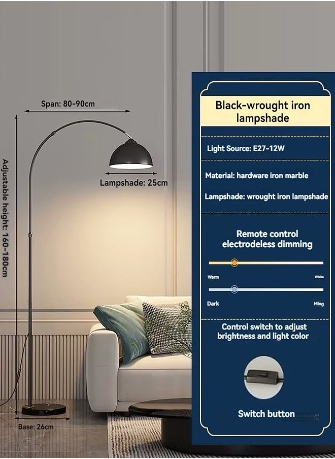 Najwa Floor Lamp, 3 Color Modes Floor Lamp, Nordic Marble LED Folding Rotary Arc Floor Lamp, Modern Standing Lamp for Office Work and Study(BLACK)  - Image 3