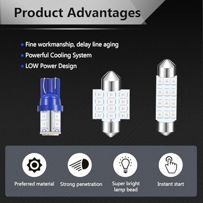 TERRIFI Led Car Bulb Kit 24 Pack Blue T10 31 Mm 42 Mm Dome Light Festoon Interior Lights Used For Car Interior Lights Indoor Map Dome Lights Trunk Lights License Lights - Image 4