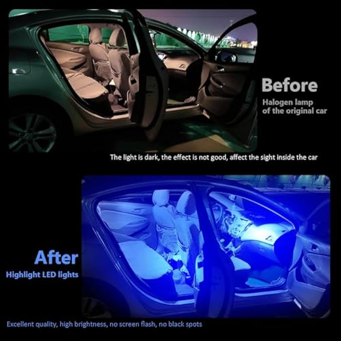 TERRIFI Led Car Bulb Kit 24 Pack Blue T10 31 Mm 42 Mm Dome Light Festoon Interior Lights Used For Car Interior Lights Indoor Map Dome Lights Trunk Lights License Lights - Image 5