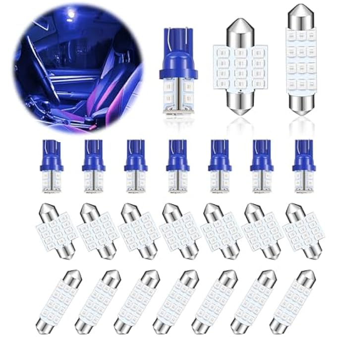TERRIFI Led Car Bulb Kit 24 Pack Blue T10 31 Mm 42 Mm Dome Light Festoon Interior Lights Used For Car Interior Lights Indoor Map Dome Lights Trunk Lights License Lights - Image 2