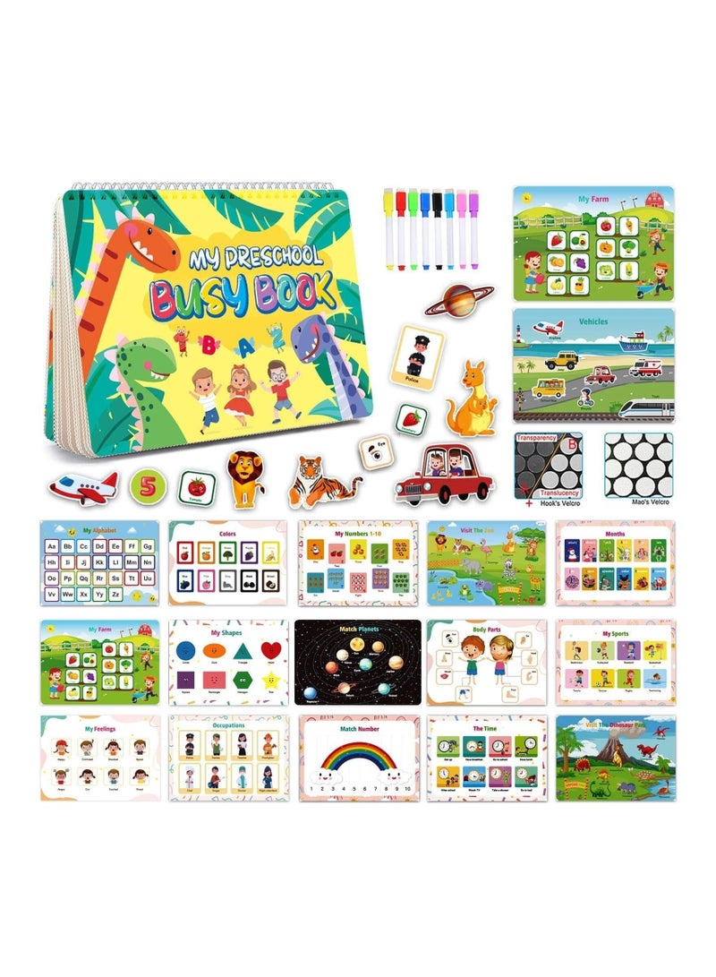 SYOSI Busy Book for Toddlers, 32 Themes Preschool Montessori Learning Activity Quiet Book, Early Educational Learning Sensory Toys Binder Book for Kids - Image 1