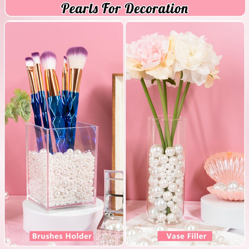 MACIOZE 2000PCS Pearls for Crafting, Ivory No Hole Beads for Centerpieces Vases, Assorted Sizes Bulk Fake Pearls Beads for Vase Filler, Candles Centerpiece, DIY Crafts, Jewelry Making (4/6/8/10/14/20mm) - Image 4