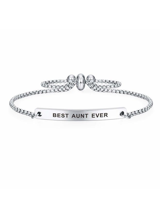 SOUSYOKYO Best Mom Aunt Grandma Ever Bracelet Jewelry, for Women, Birthday Anniversary silver - Image 1