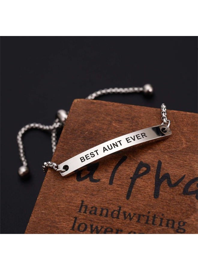 SOUSYOKYO Best Mom Aunt Grandma Ever Bracelet Jewelry, for Women, Birthday Anniversary silver - Image 4