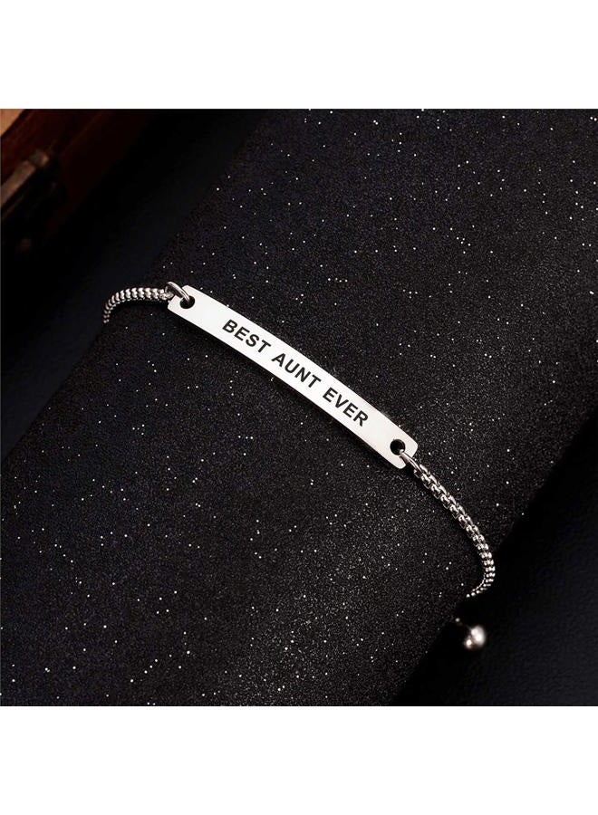 SOUSYOKYO Best Mom Aunt Grandma Ever Bracelet Jewelry, for Women, Birthday Anniversary silver - Image 5
