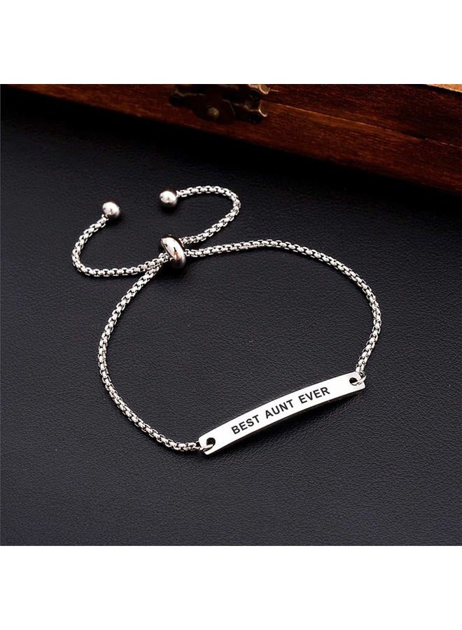 SOUSYOKYO Best Mom Aunt Grandma Ever Bracelet Jewelry, for Women, Birthday Anniversary silver - Image 3