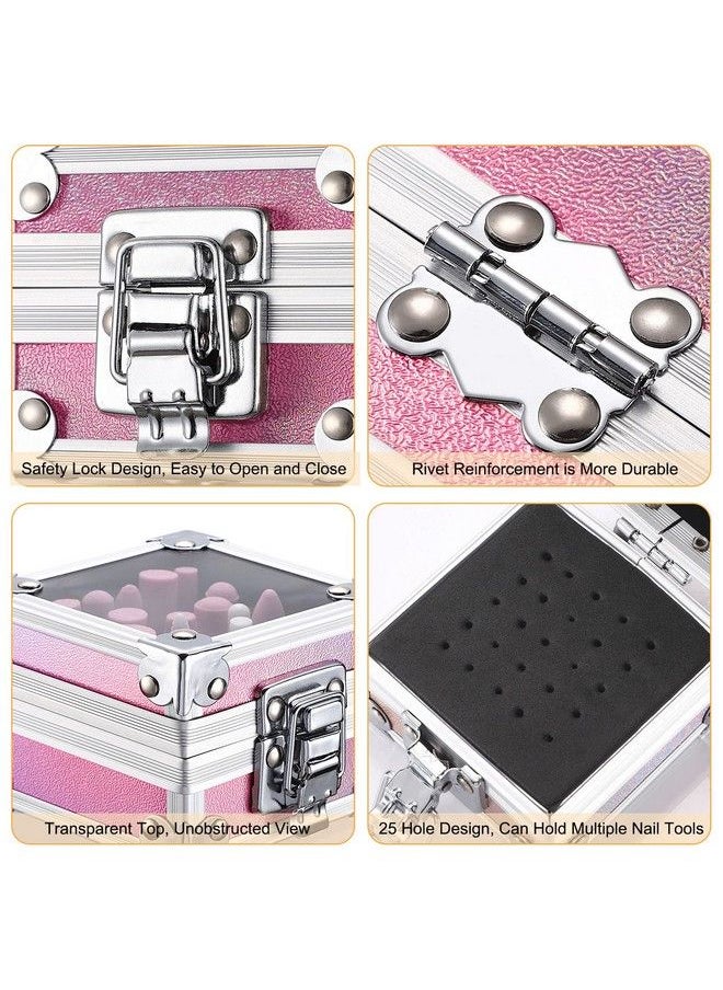 Noverlife Nail Drill Grinding Bit Holder Box Pink 25 Holes Nail Art Polishing Grinding Drill Bit Holder Nail Drill Bit Holder Box Organizer Container Professional Manicure Tools For Nail Art  - Image 5