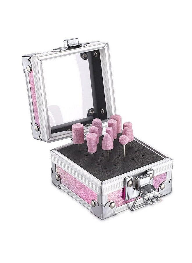 Noverlife Nail Drill Grinding Bit Holder Box Pink 25 Holes Nail Art Polishing Grinding Drill Bit Holder Nail Drill Bit Holder Box Organizer Container Professional Manicure Tools For Nail Art  - Image 2