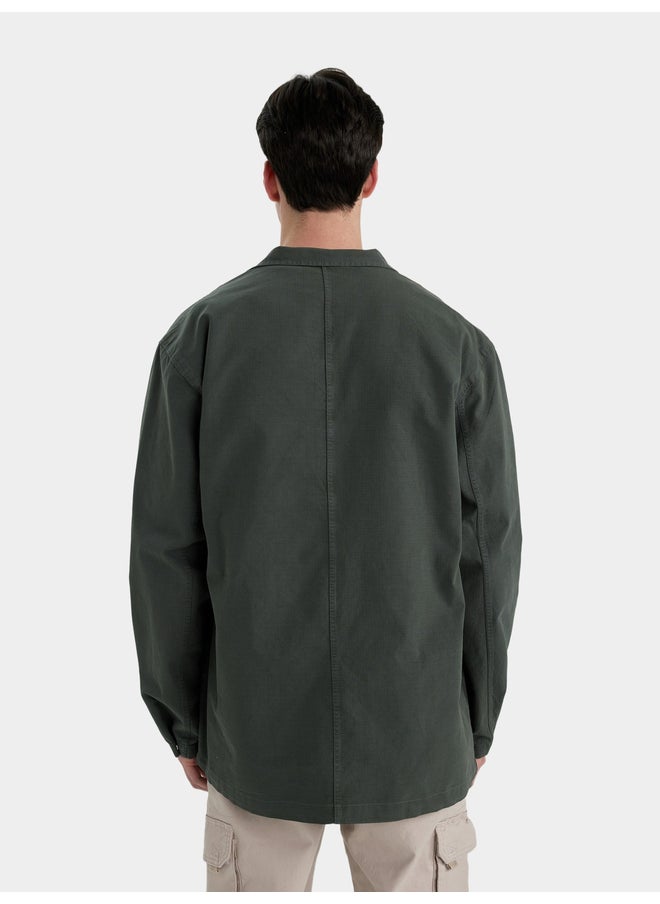 DeFacto DeFacto Men Green Button-Down Plain Shirt  - Image 4