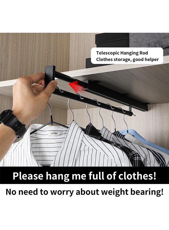 Hihonor Pull Out Closet Rod Valet Rod Closet Pull Out Pants Rack For Closet Black Valet Rods For Closets 13-3/8 Inch Pull Out Telescopic Trouser Rack Shallow Cabinet Organize Pants And Clothes  - Image 2