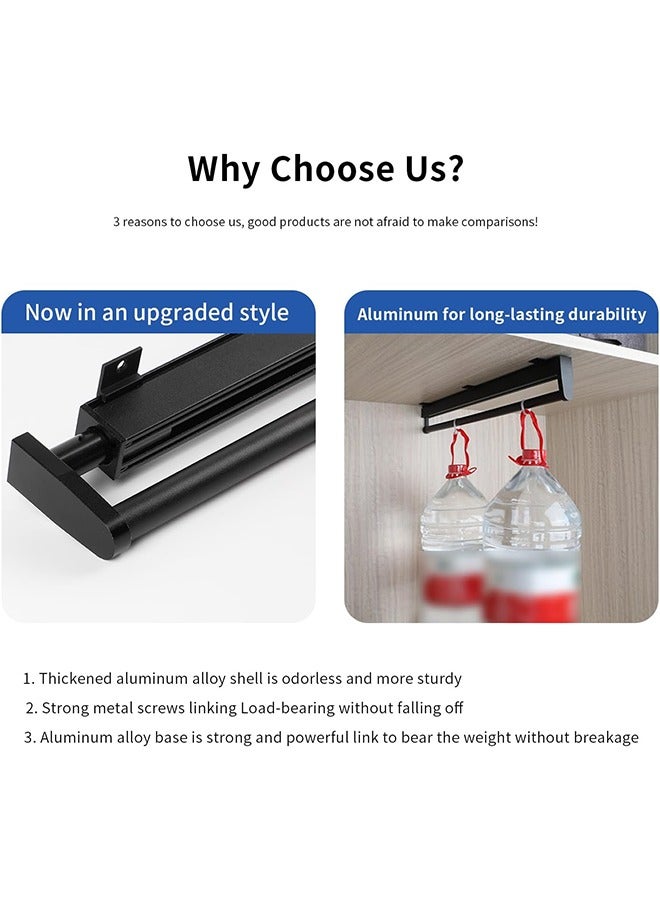 Hihonor Pull Out Closet Rod Valet Rod Closet Pull Out Pants Rack For Closet Black Valet Rods For Closets 13-3/8 Inch Pull Out Telescopic Trouser Rack Shallow Cabinet Organize Pants And Clothes  - Image 3