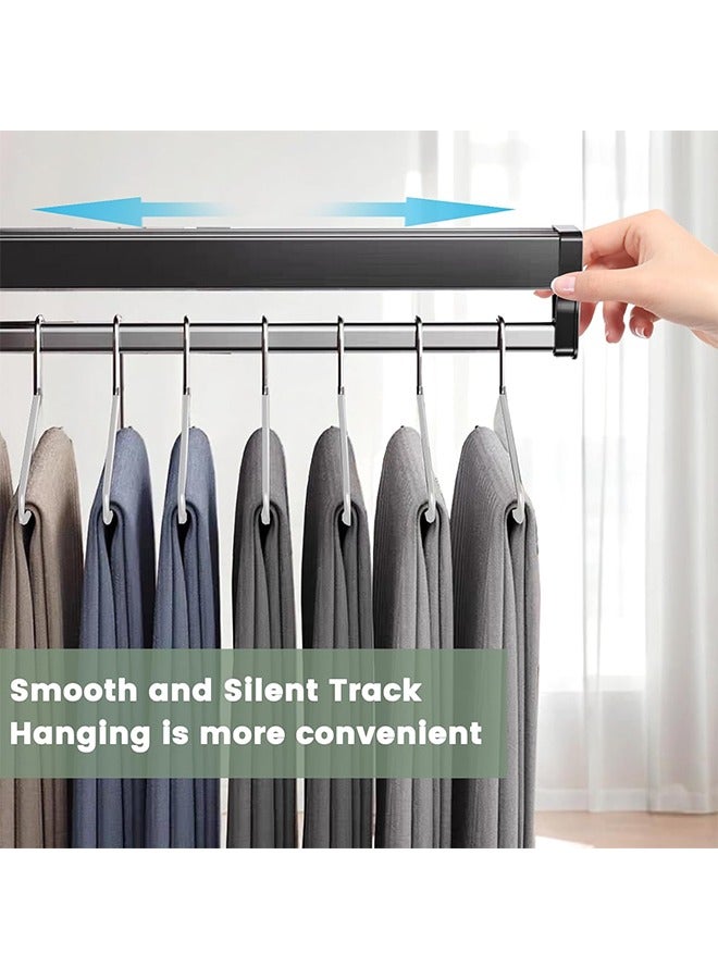 Hihonor Pull Out Closet Rod Valet Rod Closet Pull Out Pants Rack For Closet Black Valet Rods For Closets 13-3/8 Inch Pull Out Telescopic Trouser Rack Shallow Cabinet Organize Pants And Clothes  - Image 5