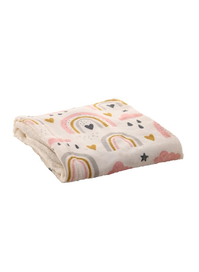 منترا - بطانية أطفال مايكروفيبر ( Super Soft Printed ) Clouds & Rainbows  Design - Image 1